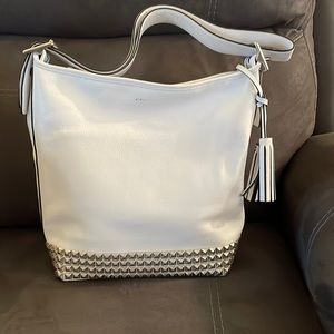 COACH Duffle Legacy Studded #26413 WHITE Leather Shoulder Bag